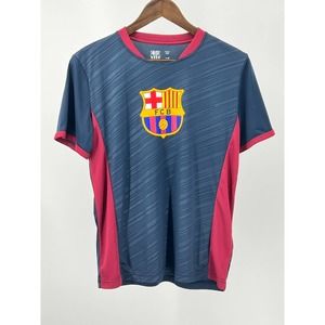 FC Barcelona Soccer Jersey Blue Maroon Short Sleeve Men's Size L